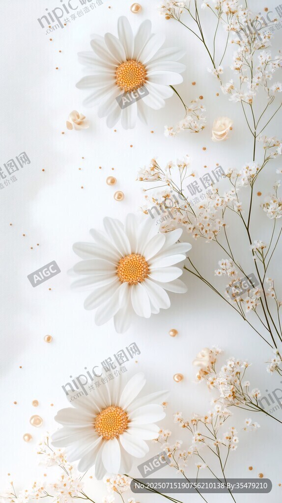 清新雛菊花卉唯美靜物圖