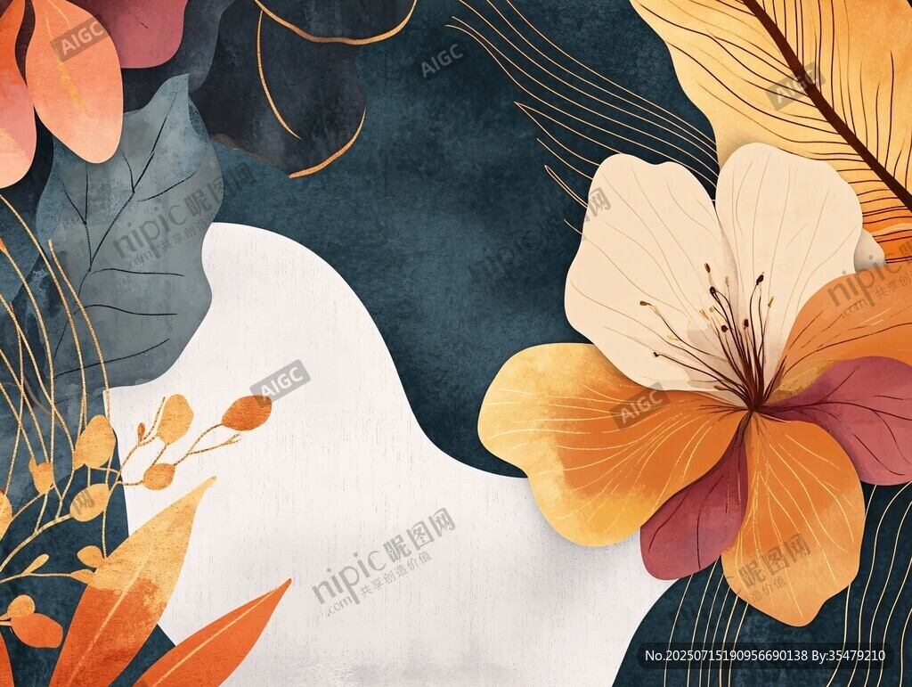 秋日花卉裝飾圖案設(shè)計(jì)