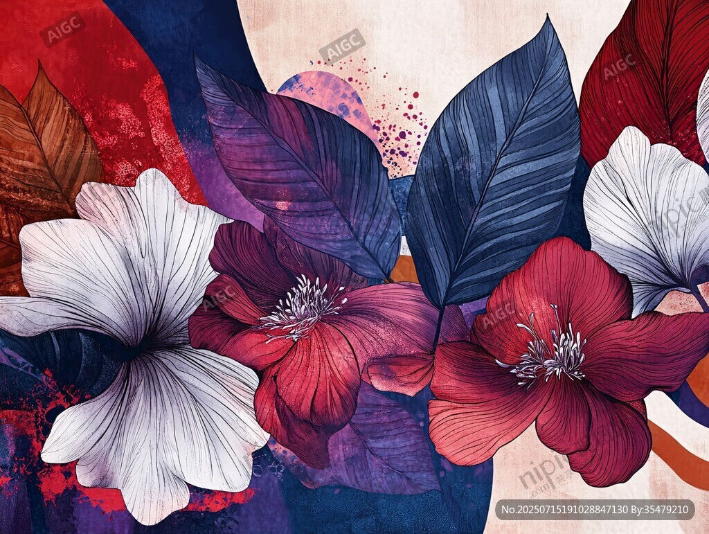 絢麗花卉水彩插畫藝術(shù)