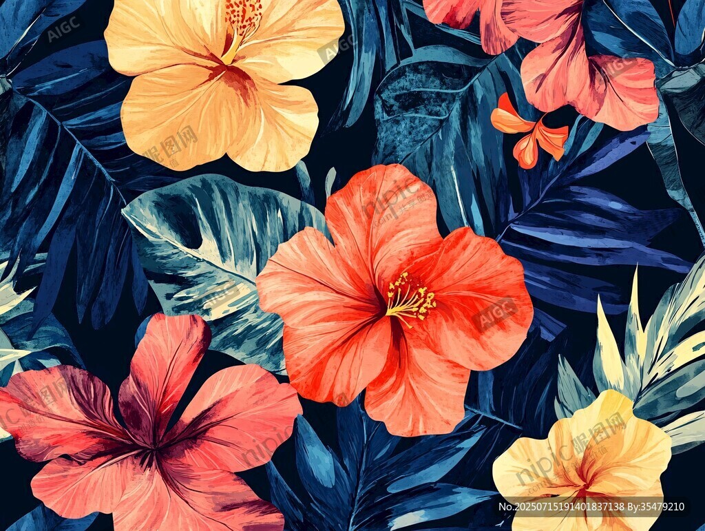 熱帶花卉圖案背景