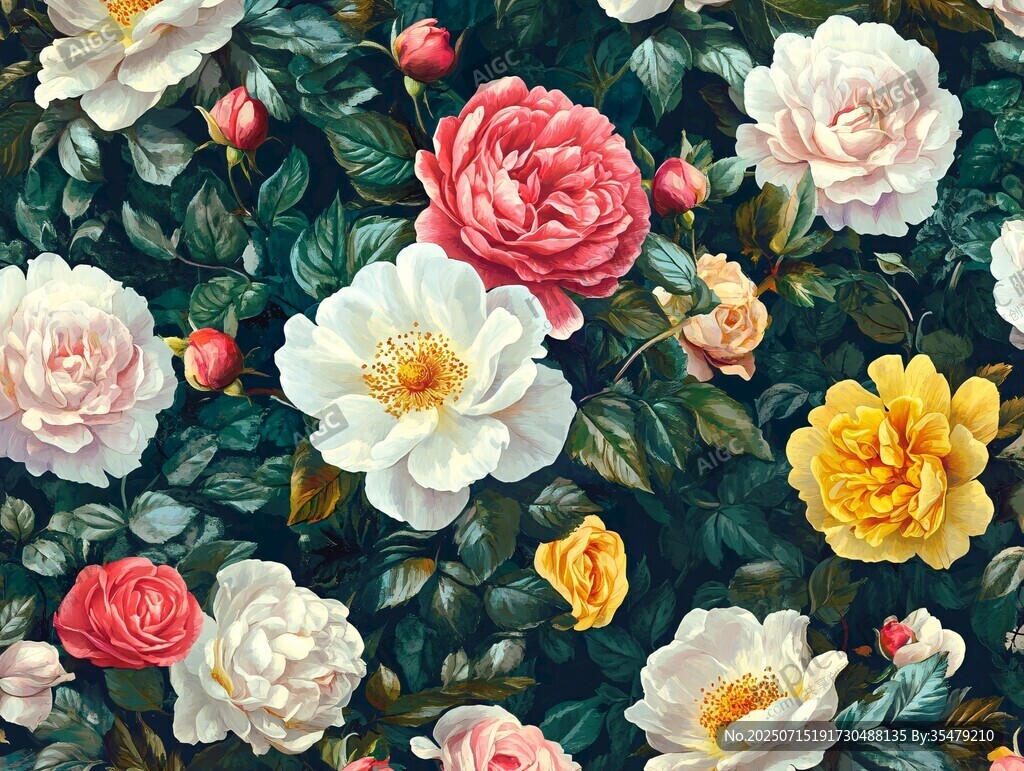 多彩花卉圖案 復(fù)古風(fēng)花卉