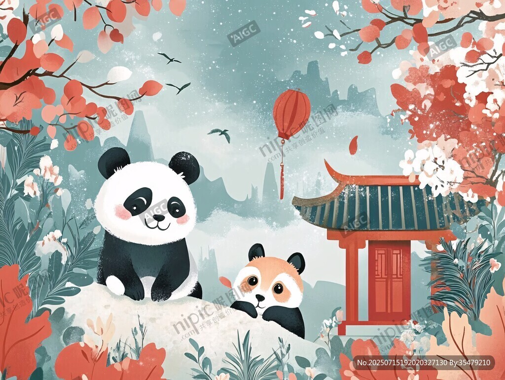 熊貓賞景圖
