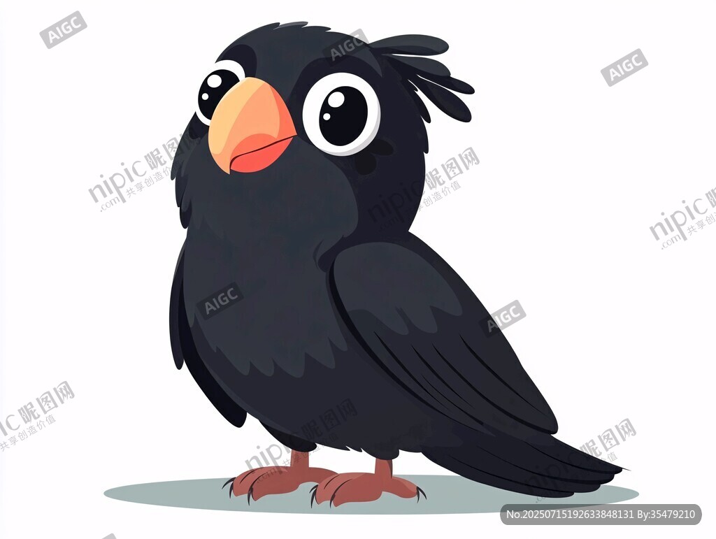 可愛黑鸚鵡卡通形象
