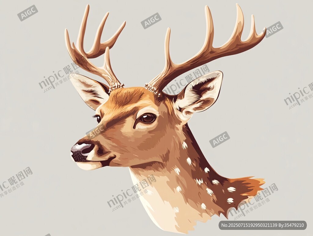 可愛(ài)斑點(diǎn)鹿頭部插畫(huà)