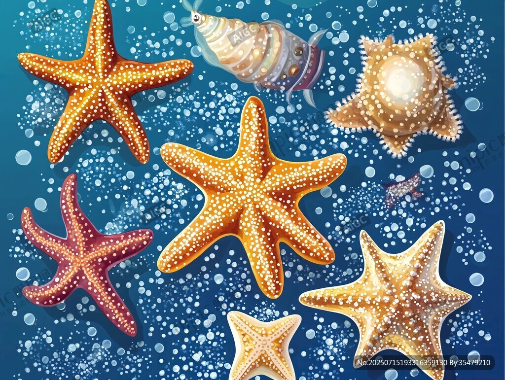 海洋海星貝殼夢幻插畫
