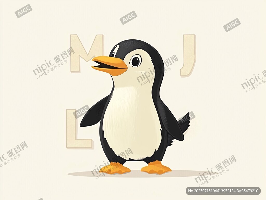 可愛企鵝卡通形象展示