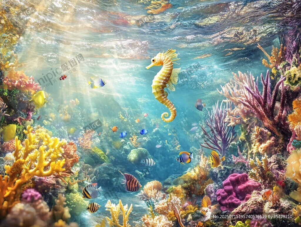夢幻海底世界中的海馬精靈
