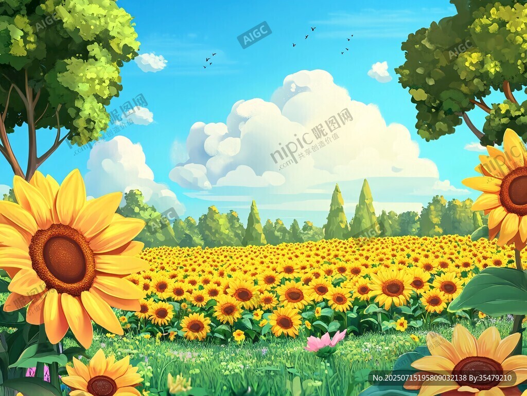向日葵花海的夏日風(fēng)光