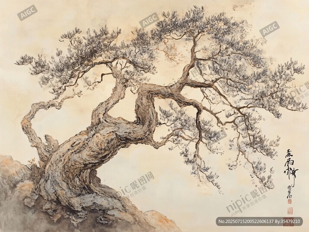 蒼松傲立圖