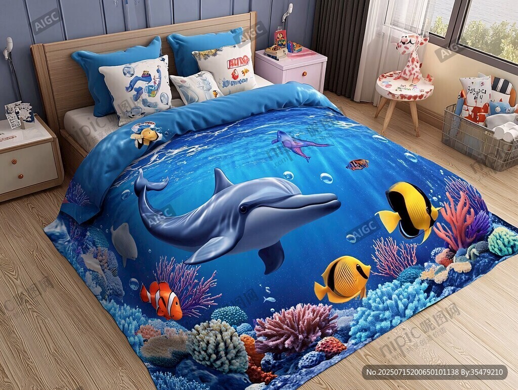 海底世界主題兒童床品套裝