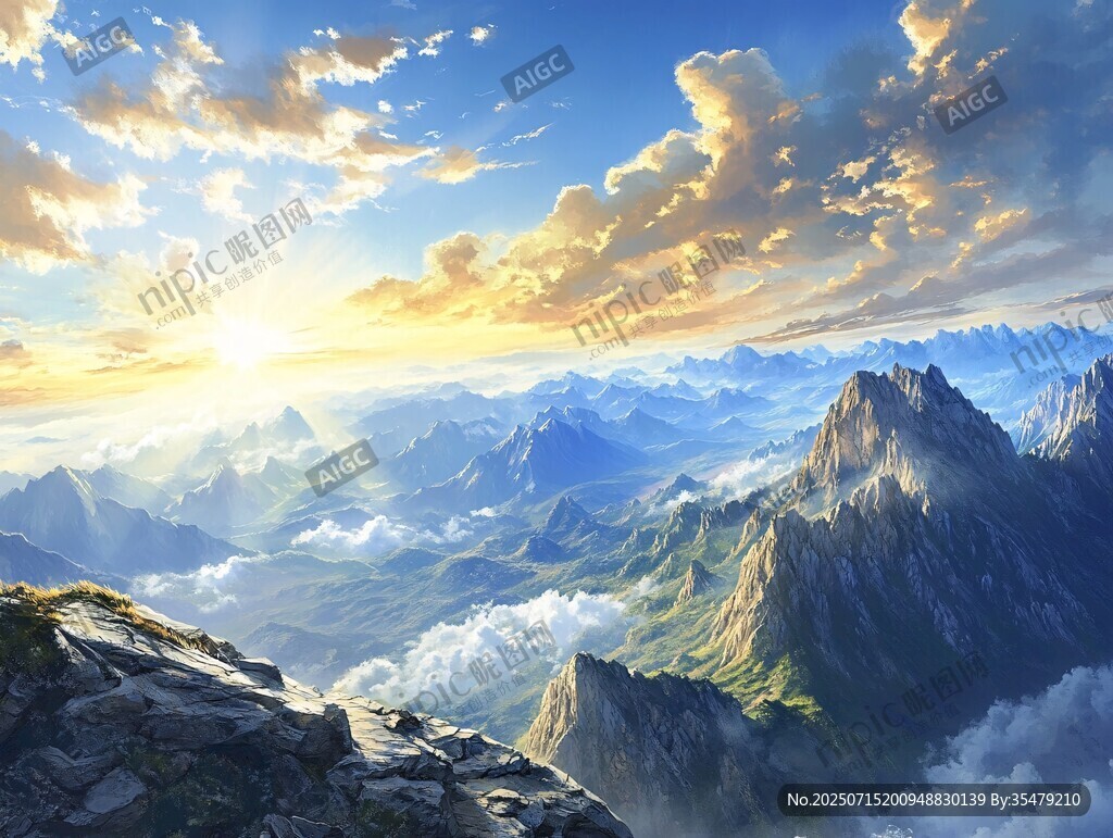 壯麗山巔日出云海景觀