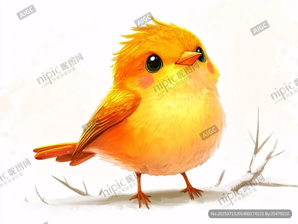 可愛(ài)小黃鳥(niǎo)插畫(huà)形象