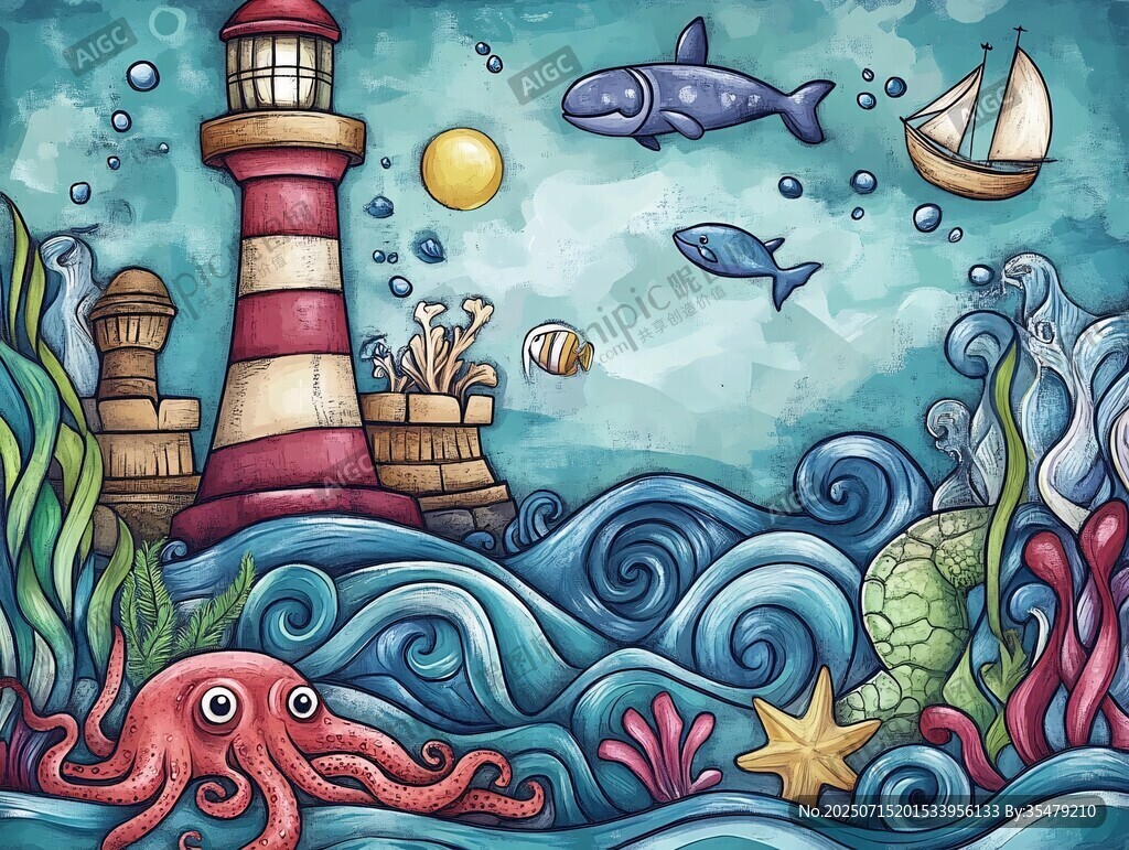 海底燈塔奇幻海洋世界