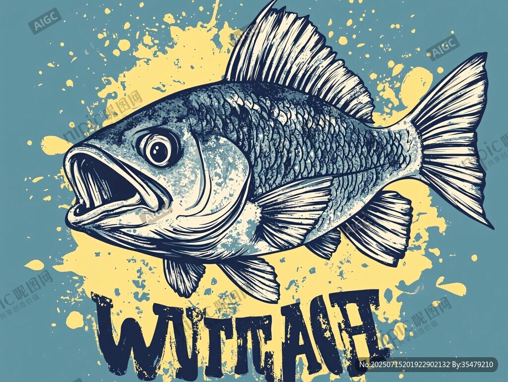 大嘴鱸魚插畫