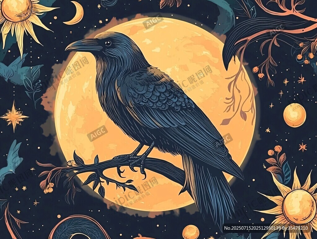 月夜棲枝的神秘黑鴉