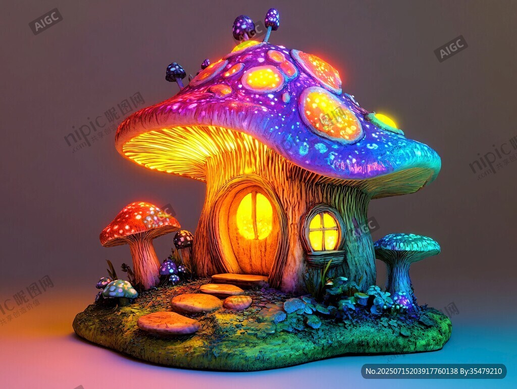 夢幻蘑菇小屋童話風擺件