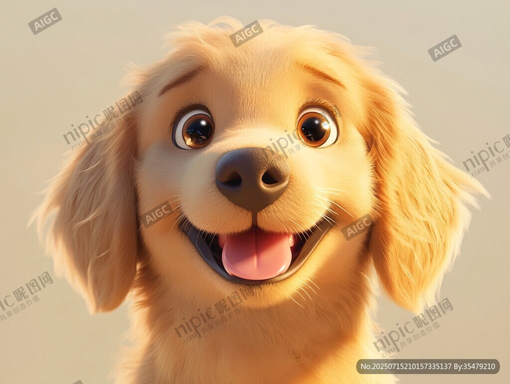 可愛萌趣的卡通金毛犬