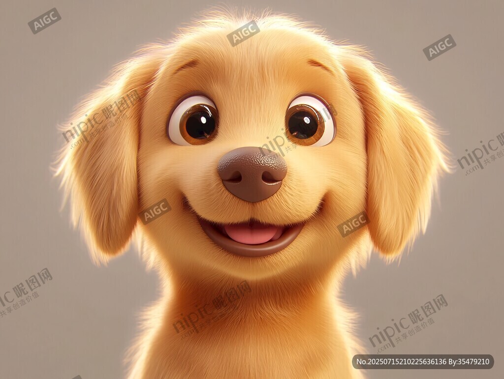 可愛萌趣的卡通金毛犬
