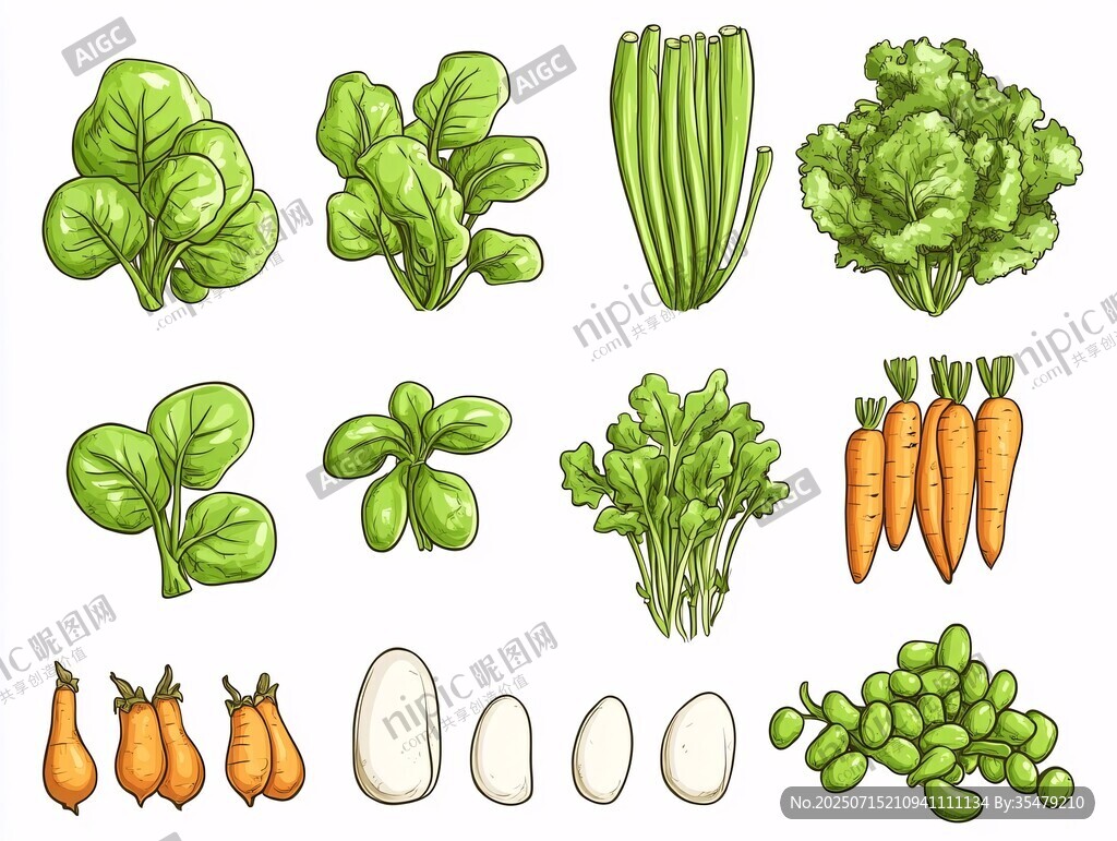 多樣蔬菜插畫集合