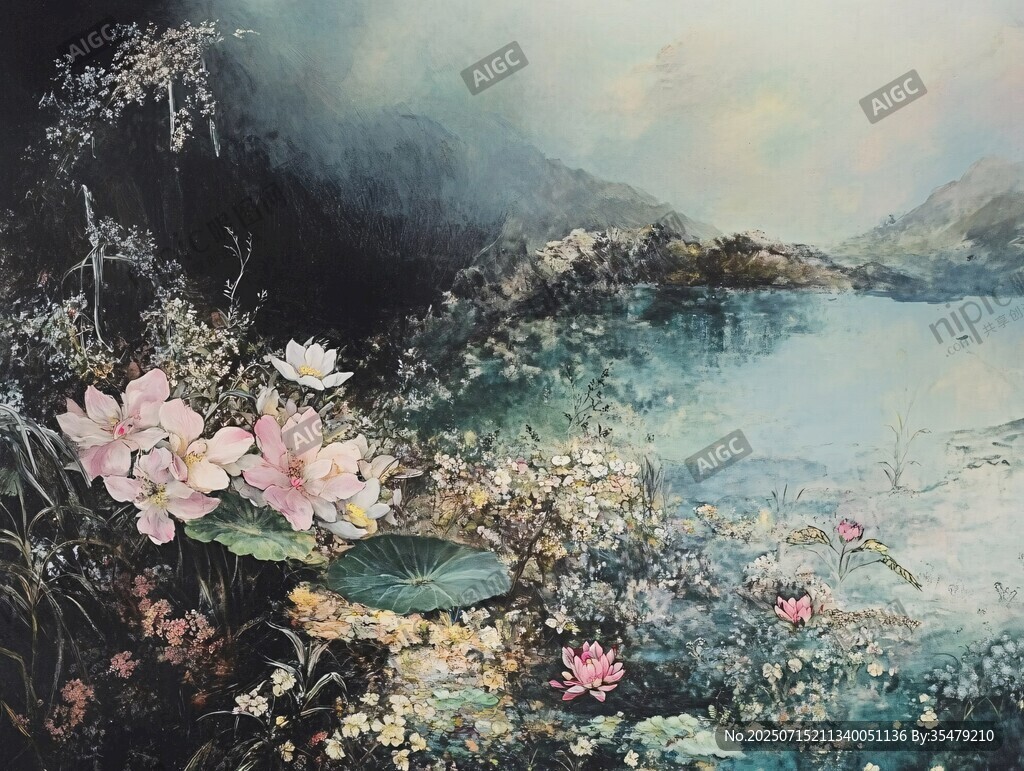 湖畔繁花圖