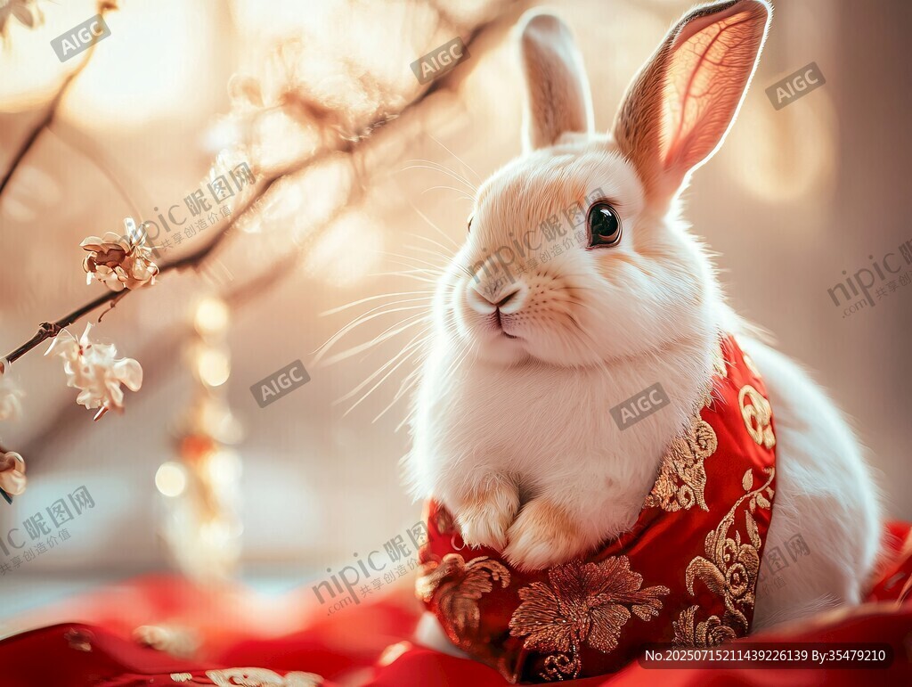 穿華服的可愛(ài)白兔