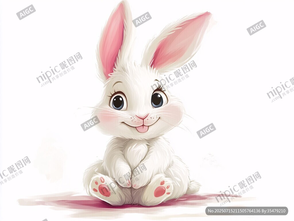 可愛白兔插畫