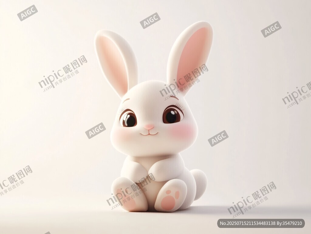可愛萌趣的卡通小白兔