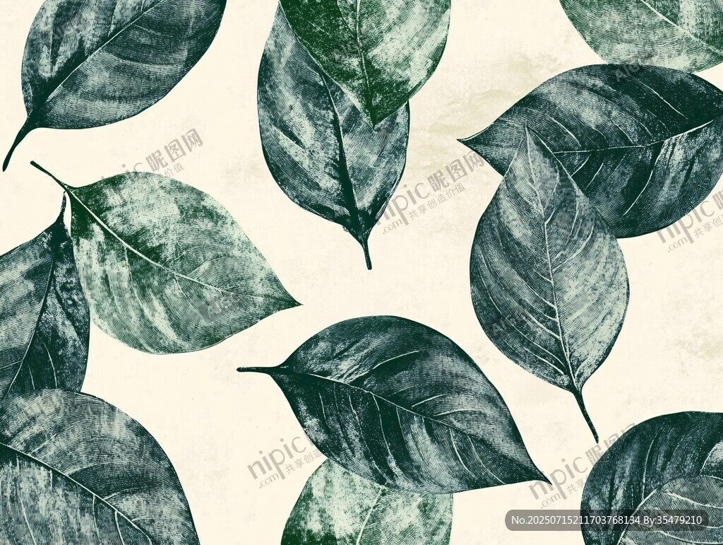 水彩風(fēng)綠葉無縫背景圖案
