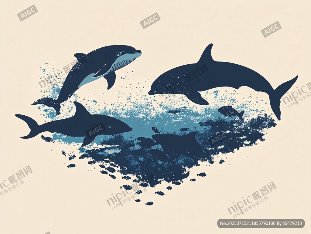 躍動(dòng)海豚的海洋夢(mèng)幻圖景
