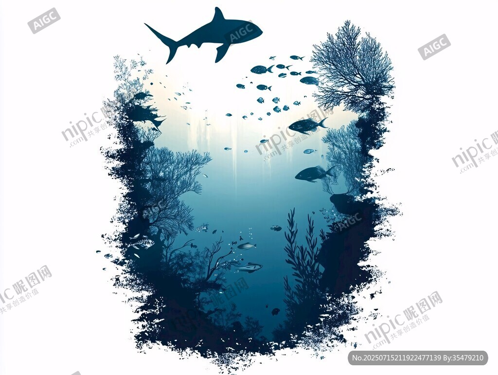 深海鯊魚(yú)與繽紛海底世界