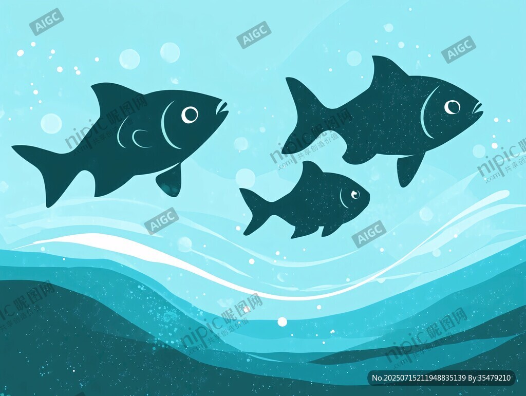 水中游魚插畫