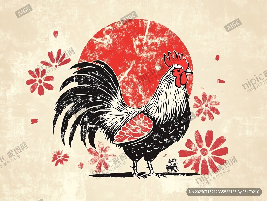 公雞插畫 傳統(tǒng)風(fēng)格圖案