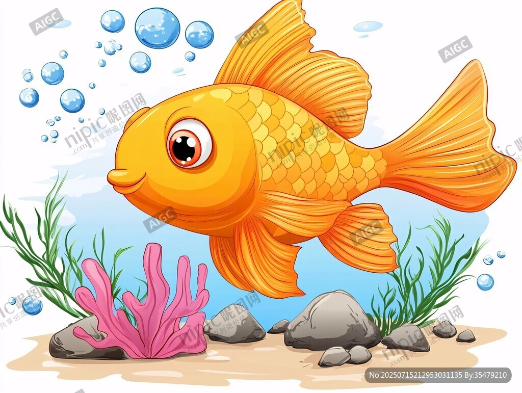 暢游海底的可愛小金魚