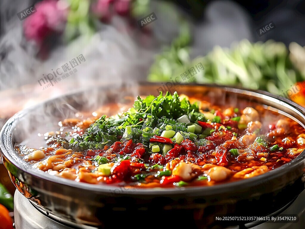 熱氣騰騰的美味麻辣火鍋