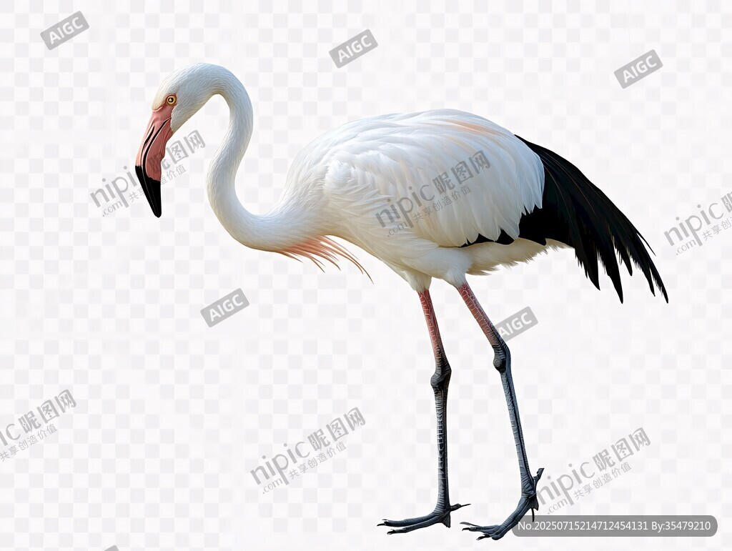 優(yōu)雅白火烈鳥單腿佇立
