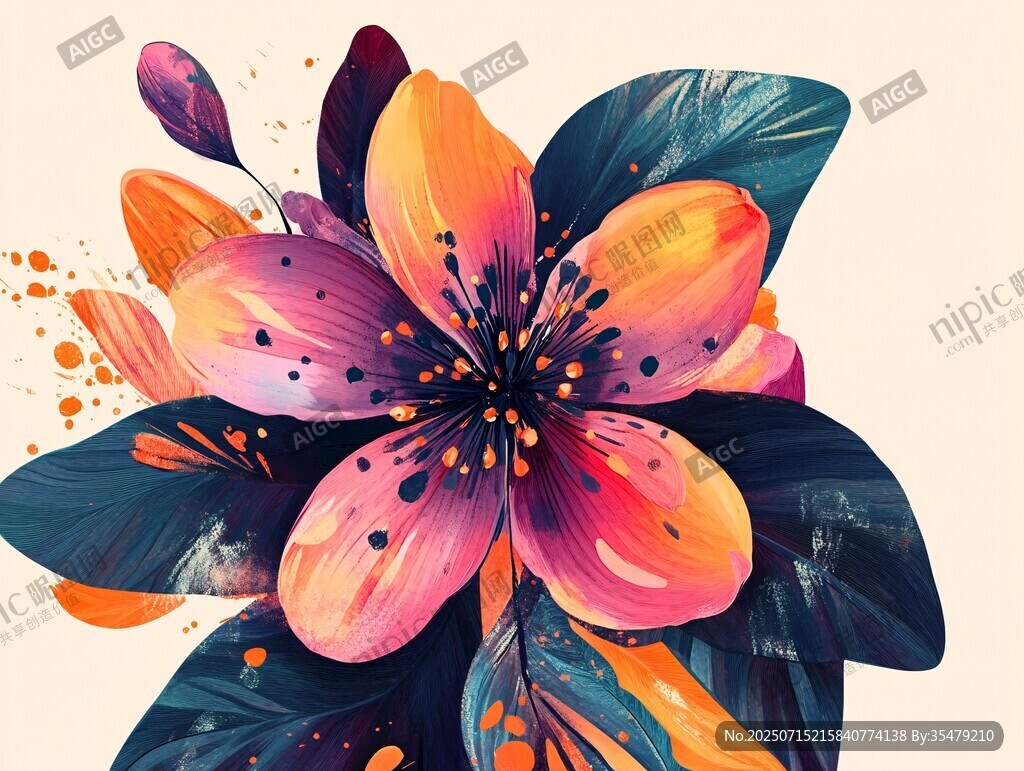 絢麗多彩花卉藝術(shù)插畫