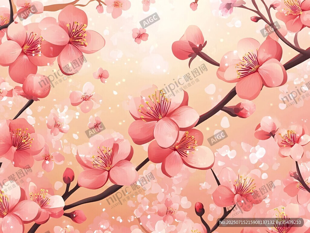 爛漫粉色櫻花背景圖