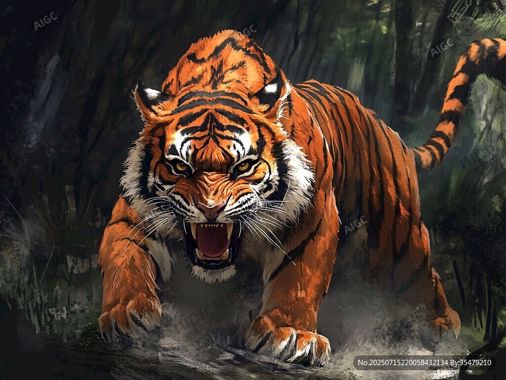 猛虎山林間怒吼