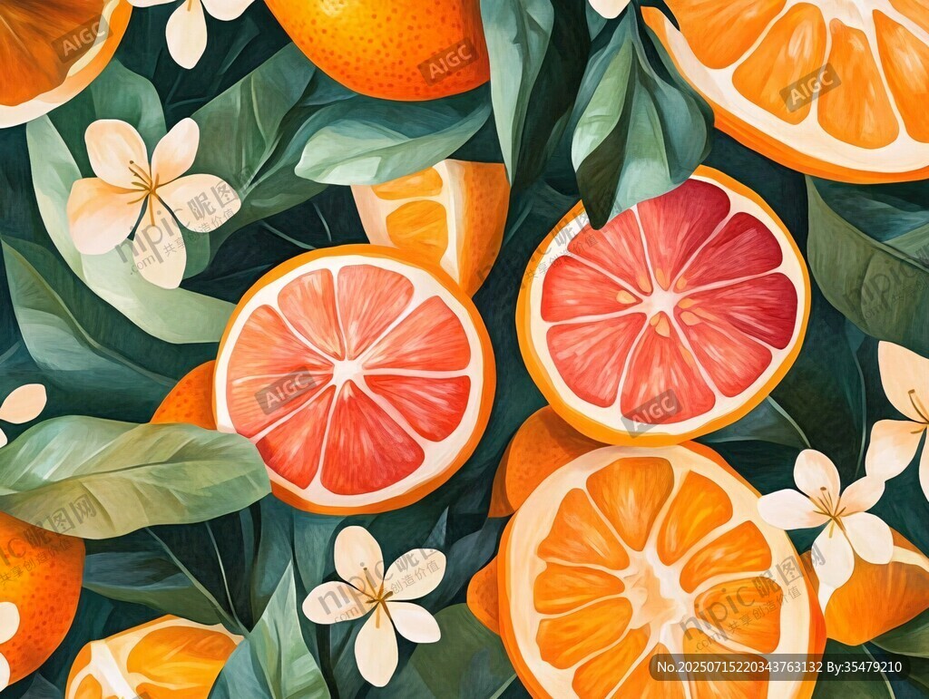 柑橘花卉插畫 清新自然風(fēng)