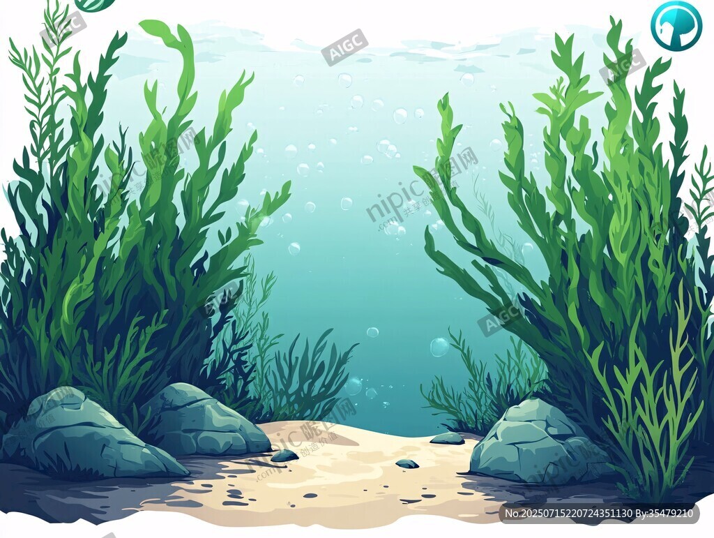 海底綠植與巖石景觀圖