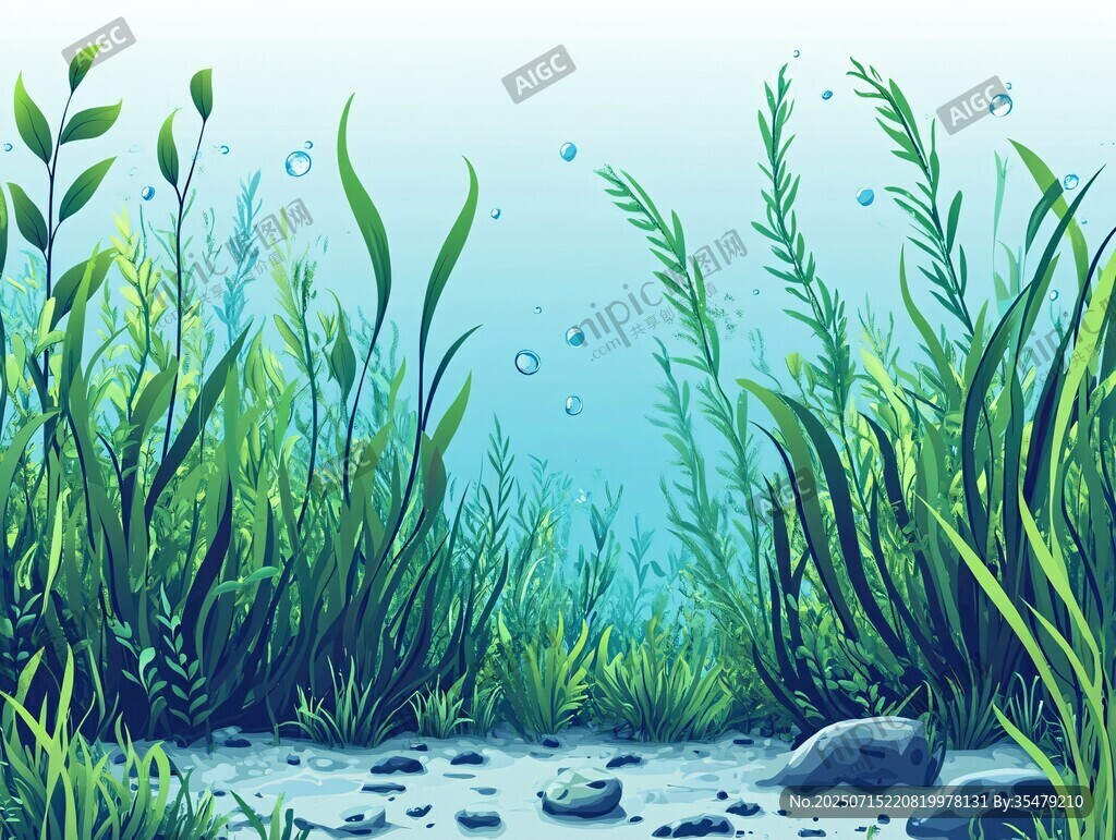 海底水草景觀插畫