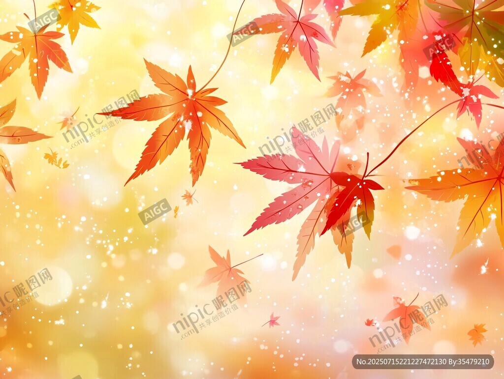秋日楓葉夢(mèng)幻背景圖