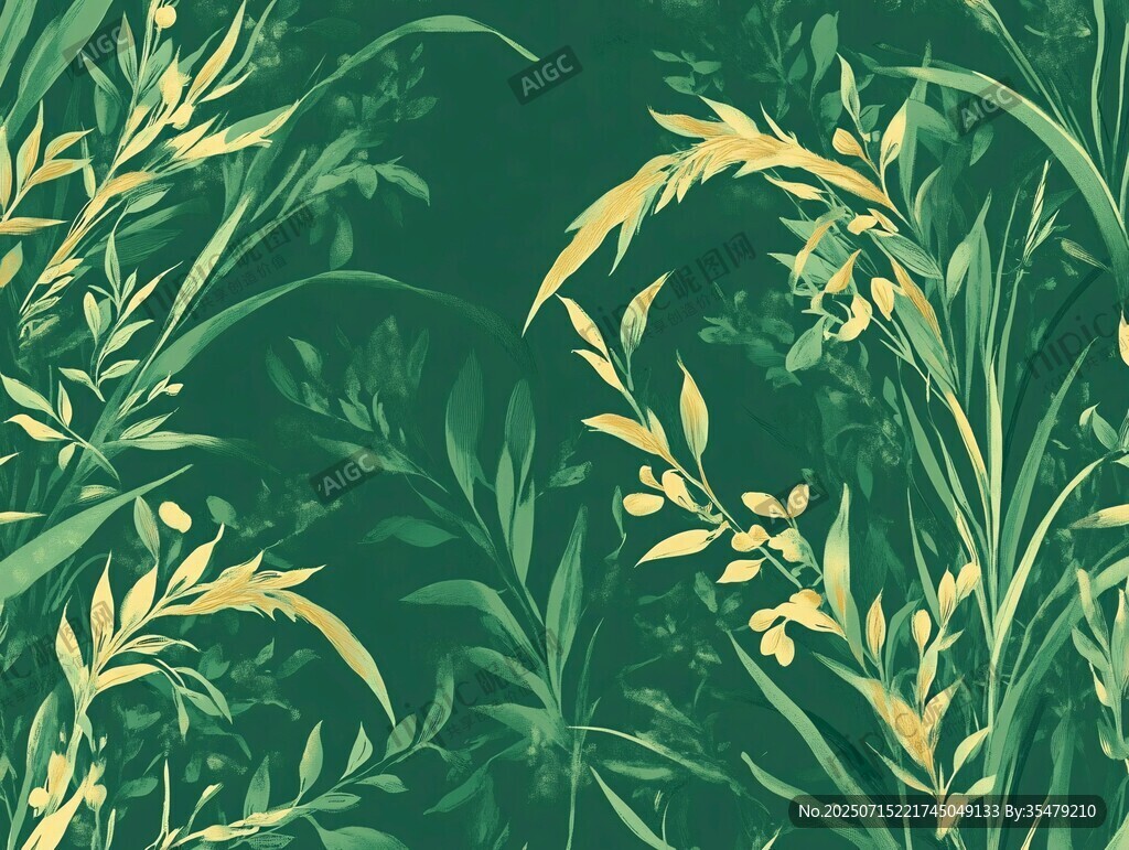 綠色植物花卉無縫圖案