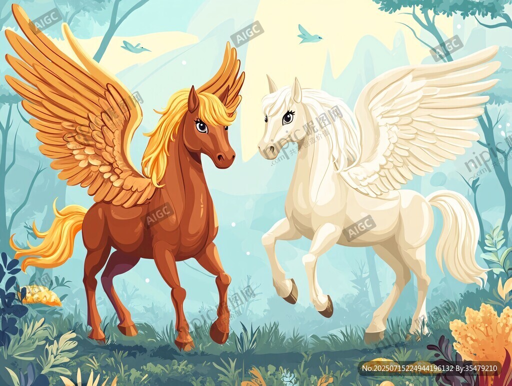 雙生天馬于奇幻森林相遇