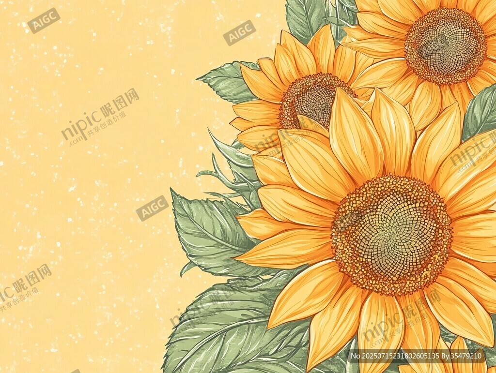 向日葵插畫背景圖