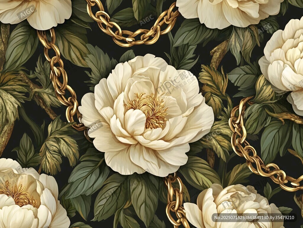 花卉與金鏈交織的精美圖案