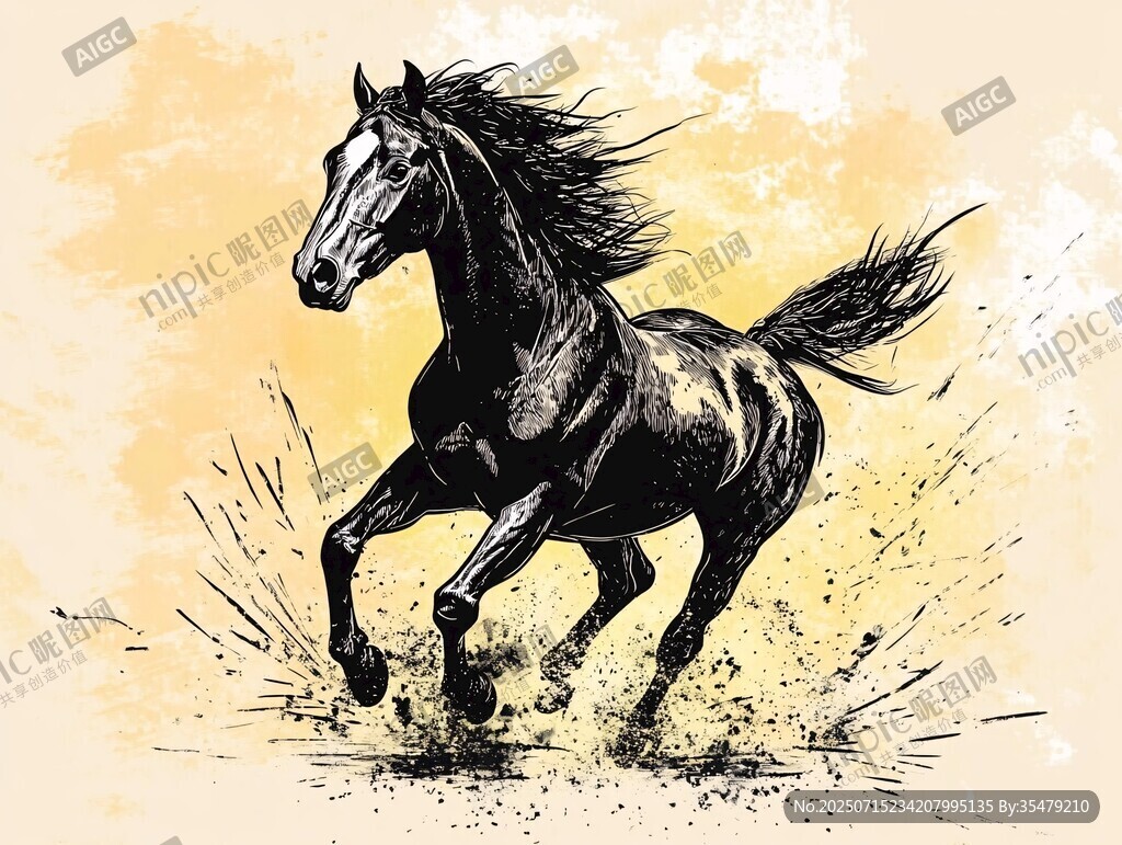 奔騰駿馬圖