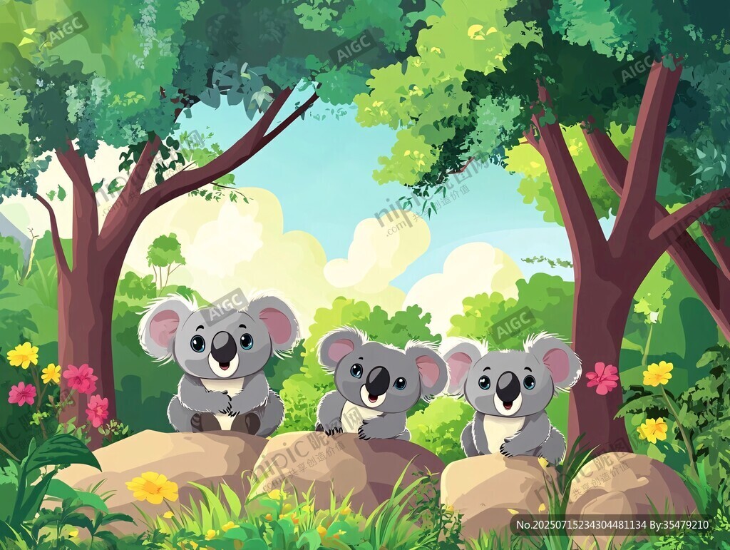 三只考拉的森林愜意時(shí)光