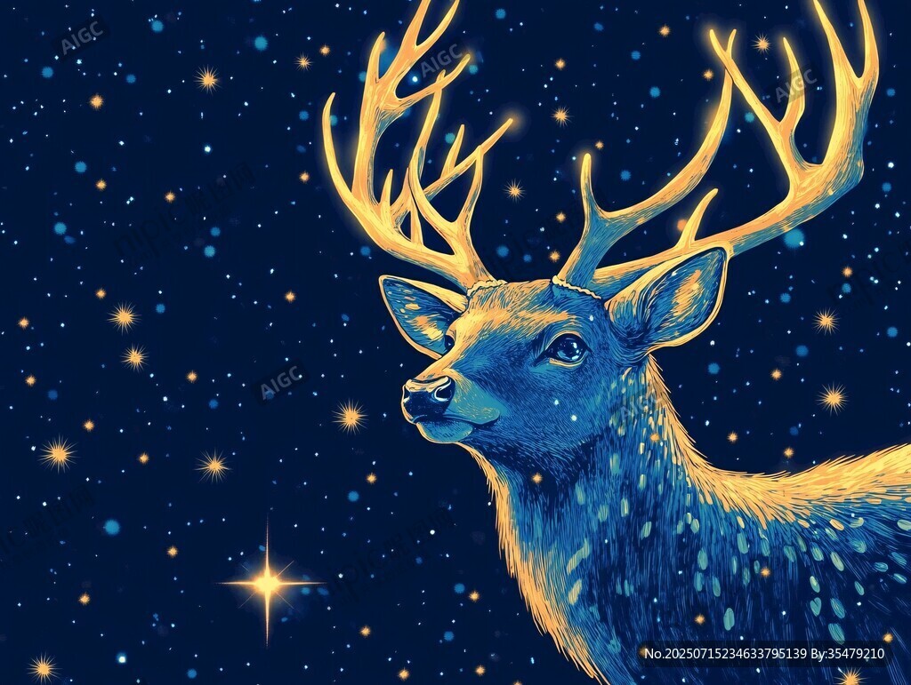 夢幻星空下的優(yōu)雅鹿