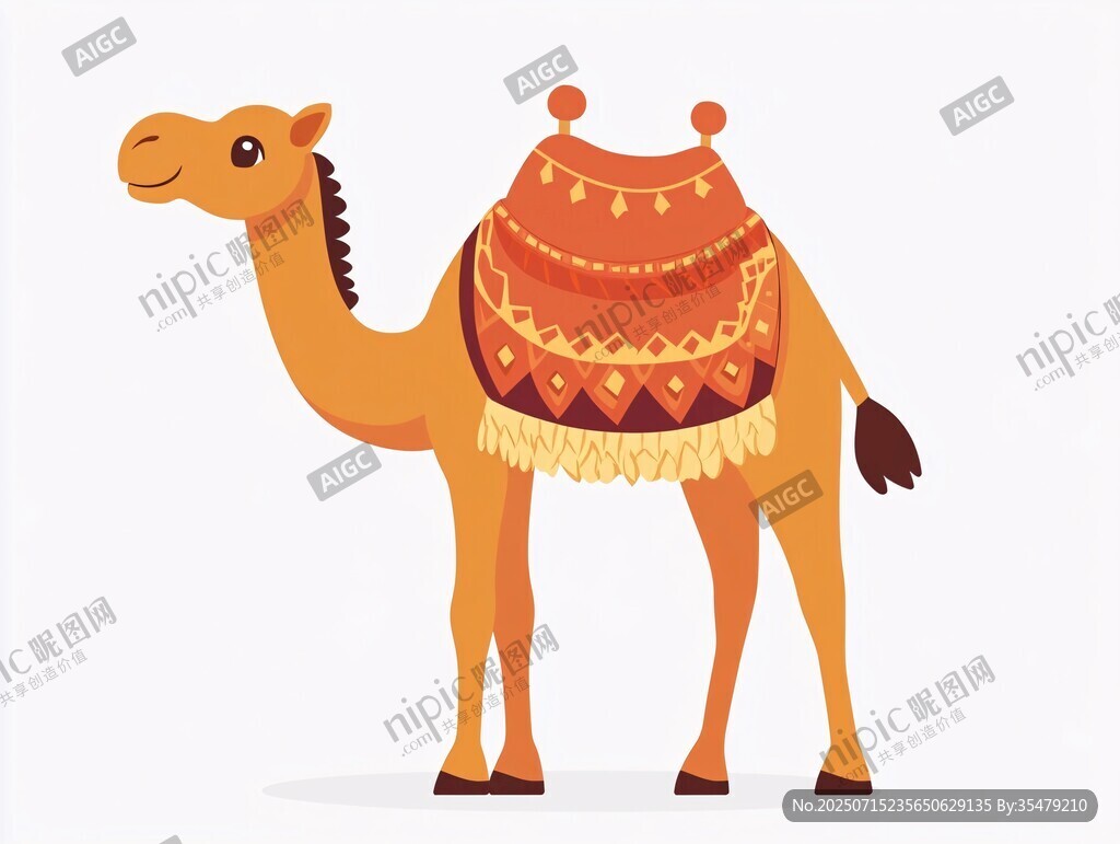 可愛(ài)駱駝插畫(huà) 馱漂亮鞍具